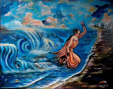 surf,surfing, Khanda, birds, mirja, Mirza, hand painting, huge, miniature, canvas, panels, resin, varnish, laal paree, lal pari, fairy, apsra, doll, babydoll, Hindustan, horse, horses, lion, beast, space