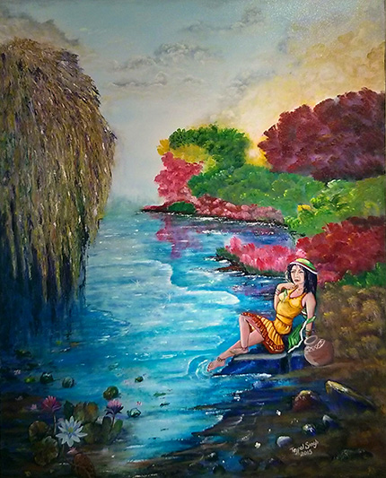 surf,surfing, Khanda, birds, mirja, Mirza, hand painting, huge, miniature, canvas, panels, resin, varnish, laal paree, lal pari
